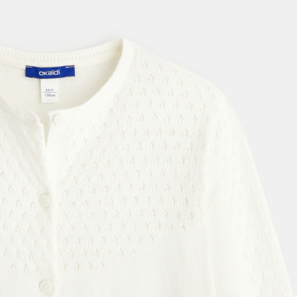 Avis Gilet tricot effet pointelle blanc fille OKAIDI 2