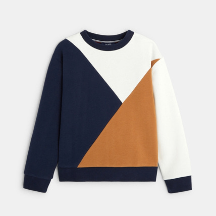 Avis Sweat-shirt tricolore colorblock bleu garçon OKAIDI 1
