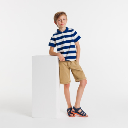 Avis Bermuda slim en toile unie beige garçon OKAIDI 1