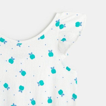 Avis Combishort imprimé motif "petites pommes" blanc fille OKAIDI 3