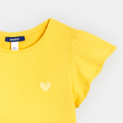 Avis T-shirt à manches courtes volantées jaune fille OKAIDI 3