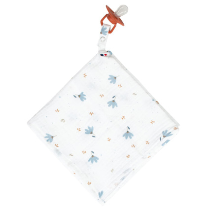 Avis Doudou lange attache tétine en gaze de coton, Bleuet Sevira Kids 1