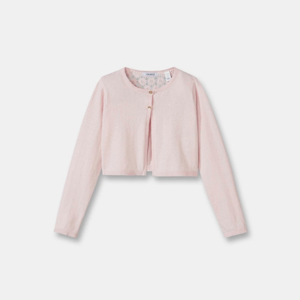Avis Gilet boléro détail crochet rose fille OKAIDI 1