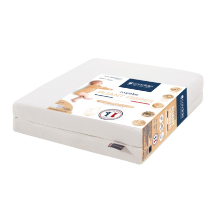Avis Matelas bébé pliant 2 parties Fibres déhoussable - 60x120cm CANDIDE 1