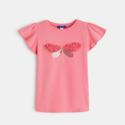 Avis T-shirt à motif libellule rose fille OKAIDI 1
