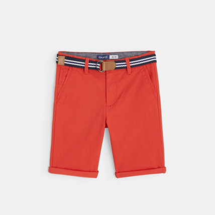 Avis Bermuda stretch imprimé ceinturé rouge garçon OKAIDI 1