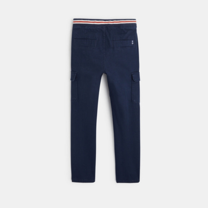 Avis Pantalon cargo coupe slim en toile bleu garçon OKAIDI 3