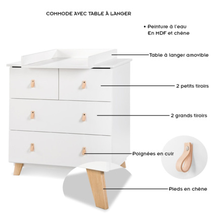 Avis Commode enfant 4 tiroirs avec table à langer amovible NOAH KLUPS 3
