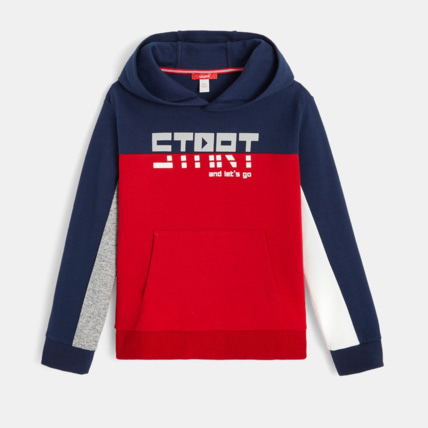 Avis Sweat capuche colorblocks rouge garçon OKAIDI 1