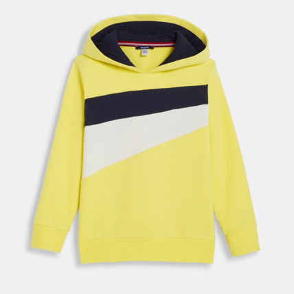 Avis Sweat tricolore à capuche jaune garçon OKAIDI 1