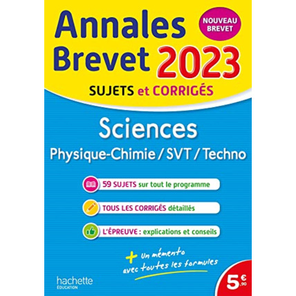 Avis Annales BREVET 2023 - Sciences Hachette Éducation 1
