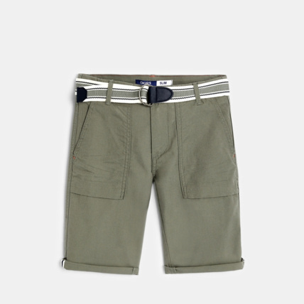 Avis Bermuda slim ceinturé vert garçon OKAIDI 1