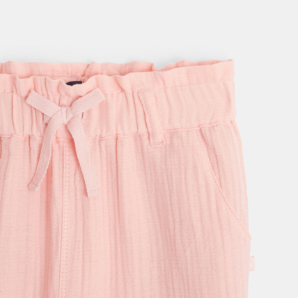 Avis Pantalon léger en double gaze de coton rose fille OKAIDI 3