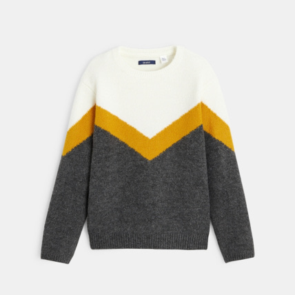 Avis Pull tricolore en maille douce gris fille OKAIDI 1