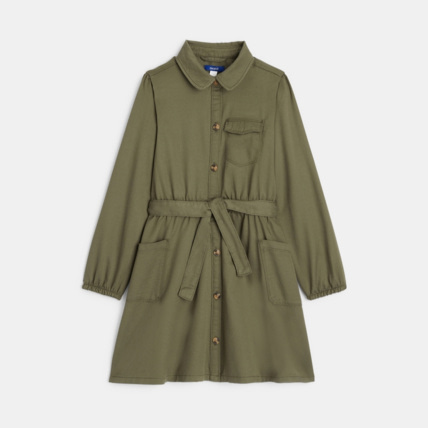 Avis Robe-chemise en toile unie verte fille OKAIDI 2