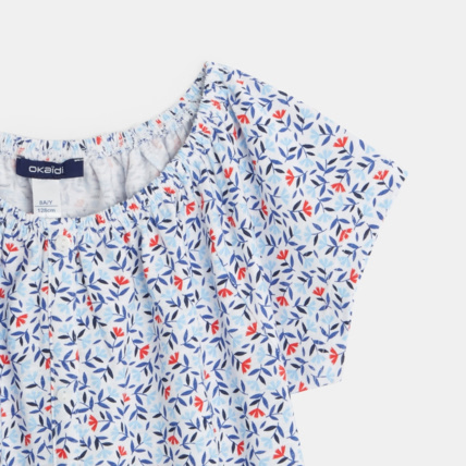 Avis T-shirt imprimé à encolure élastiquée bleu fille OKAIDI 3