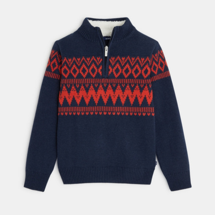 Avis Pull camionneur à col montant zippé bleu garçon OKAIDI 1