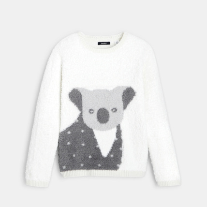 Avis Pull fluffy jacquard koala blanc fille OKAIDI 2