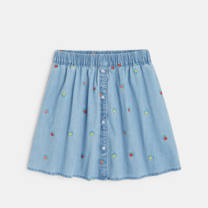 Avis Jupe brodée en jean léger bleue fille OKAIDI 1