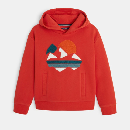 Avis Sweat-shirt à capuche motif bouclettes orange garçon OKAIDI 1