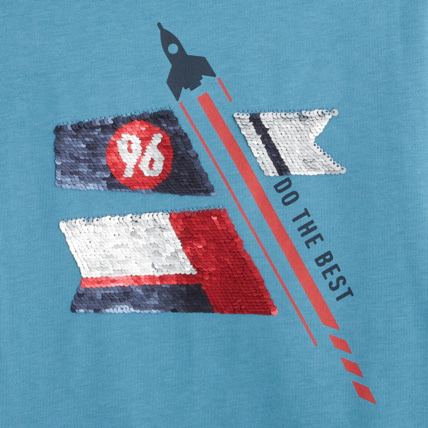 Avis T-shirt manches longues à sequins magiques bleu garçon OKAIDI 3