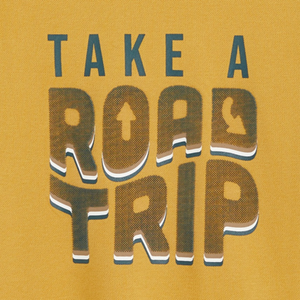 Avis T-shirt à message "road trip" jaune garçon OKAIDI 3