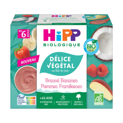 Avis Brassé végétal au lait de coco Banane Pomme Framboise Bio HIPP 1