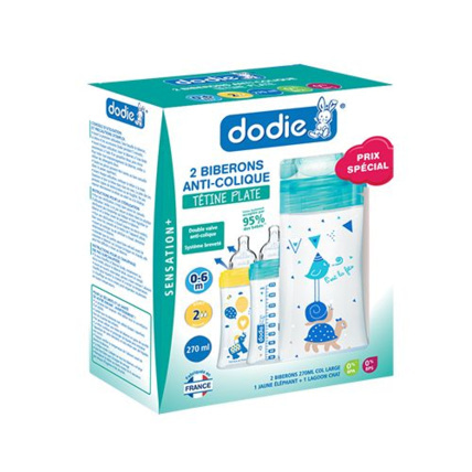 Avis Coffret de 2 biberons à tétine plate SENSATION+ 270 ml DODIE 1