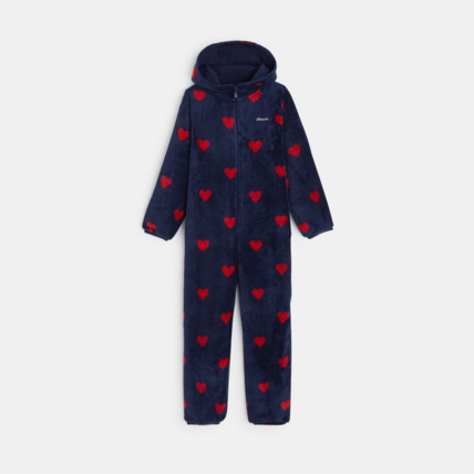 Avis Combi-pyjama en velours motifs cœurs rouge fille OKAIDI 1