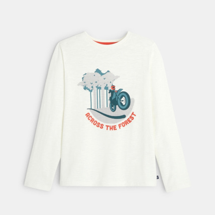 Avis T-shirt manches longues imprimé moto blanc garçon OKAIDI 1
