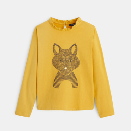 Avis T-shirt manches longues à motif animal jaune fille OKAIDI 1