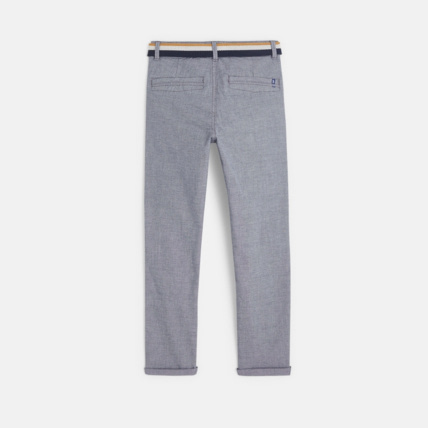 Avis Pantalon chino ceinturé en toile turquoise garçon OKAIDI 4