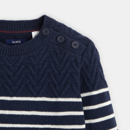 Avis Pull rayé marin en tricot bleu garçon OKAIDI 2