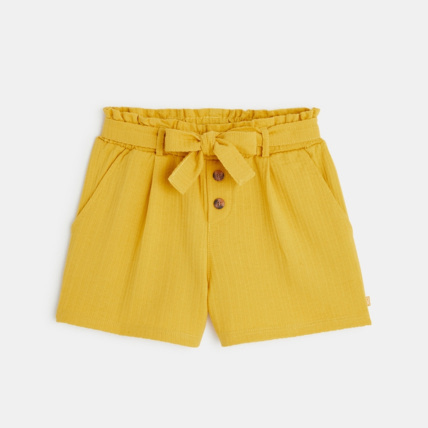 Avis Short léger uni à ceinture jaune fille OKAIDI 1