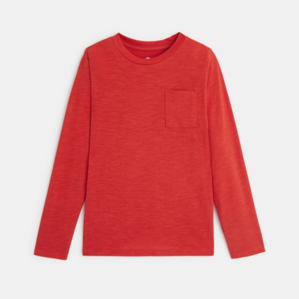 Avis T-shirt uni en coton rouge garçon OKAIDI 1