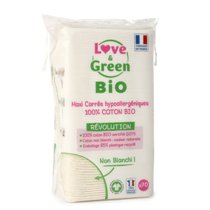 Avis Maxi-Carrés 100% coton BIO - Non blanchis Love & Green 1