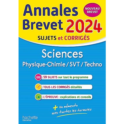 Avis Annales BREVET 2024 - Sciences Hachette Éducation 1