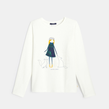Avis T-shirt coton bio stretch mademoiselle bleu fille OKAIDI 2