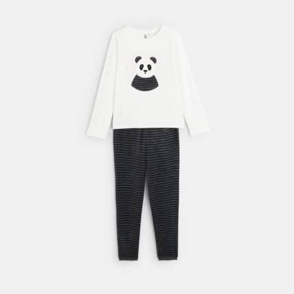 Pyjama 2 pieces en velours motif panda blanc fille OKAIDI Comparateur Avis Prix