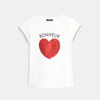 Avis T-shirt à sequins magiques blanc fille OKAIDI 2