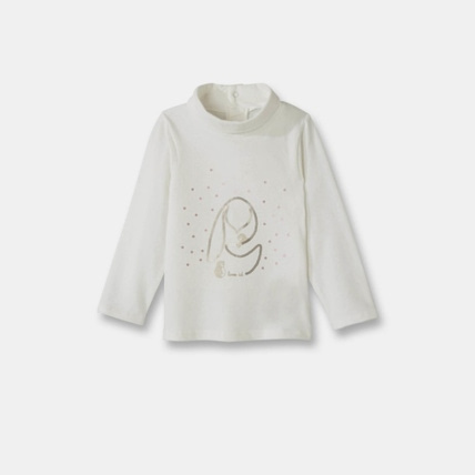 Avis T-shirt col roulé coton bio à motif OBAÏBI 1