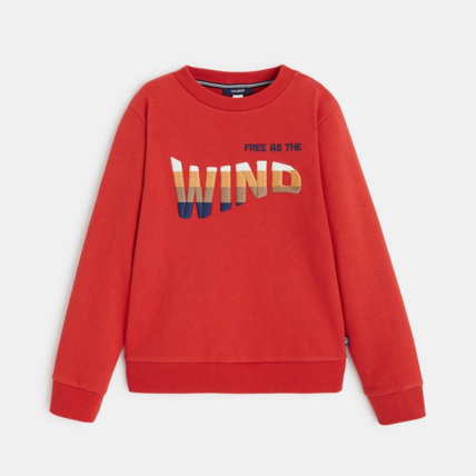 Avis Sweat-shirt à message "Free as the wind" rouge garçon OKAIDI 1
