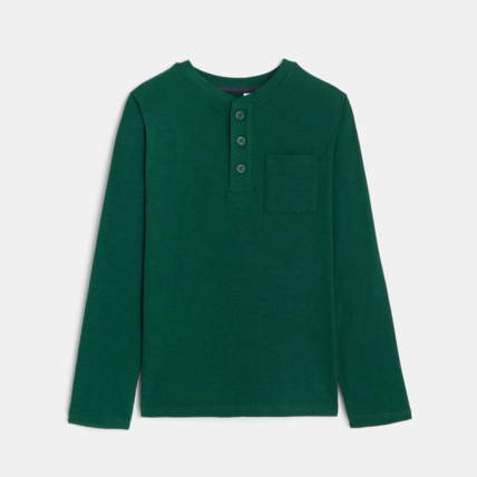 Avis T-shirt à col boutonné vert garçon OKAIDI 1
