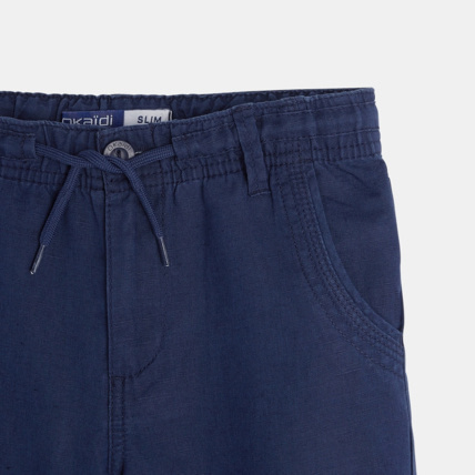 Avis Bermuda slim en lin mélangé bleu garçon OKAIDI 2