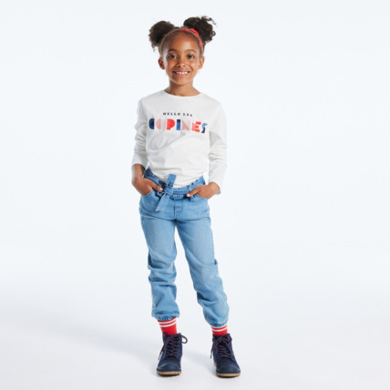 Avis T-shirt à message "Hello les copines" blanc fille OKAIDI 1