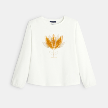 Avis T-shirt manches longues à motif brodé jaune fille OKAIDI 1