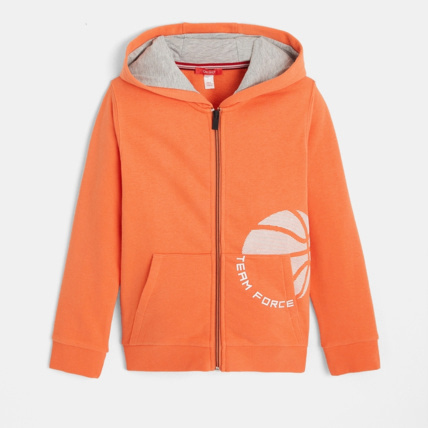 Avis Sweat zippé à capuche en molleton chiné orange garçon OKAIDI 2