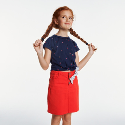 Avis Chemise maille motif fleuri bleue fille OKAIDI 1