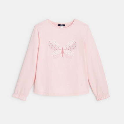 Avis T-shirt manches longues à motif papillon rose fille OKAIDI 1