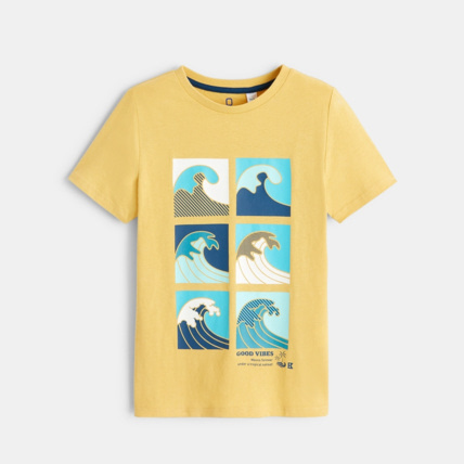 Avis T-shirt à motifs vagues jaune garçon OKAIDI 1
